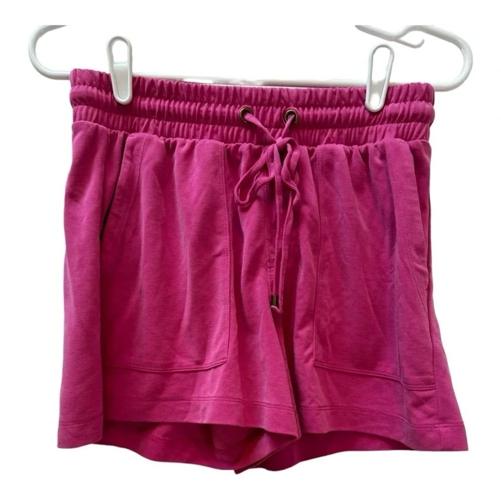 Lou & Grey Magenta Pink High Waisted Drawstring Lounge Shorts with Pockets Sz XS